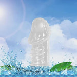 Reusable Penis Sleeve Cock Ring, Soft Men Cock Sleeve Extender Enlargement Cover Delay Ejaculation Long Lasting Stronger Strechy Realistic Penis Ring Dildo Adult Sex Toys For Men Couple (L)