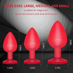 Anal Butt Plug Rose Sex Toy, 3Pcs Silicone Anal Plugs Training Set,Training Set With Flared Base Prostate Sex Toys For Beginners Advanced Users(Red)