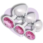 Valentines Day Gifts For Couples Anal Butt Plug Set, Small + Medium + Big Stainless Steel Set Fetish Butt Plug Anal Plug Hook With Crystal Diamond Beginner 27Mm 33Mm 41Mm