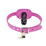 Leather Lockable Ball Gag W/Lock Bondage Fetish Restraint Slave Roleplay Gimp 4 (Hot Pink, Long)