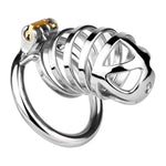Stainless Steel Cutout Chastity Cage With Invisible Concealed Lock And Key For Men, Anti Escape Penis Cage Adult Sm Restraints Sex Toy Game, Cock Cage For Everyday Wear, Home And Office (L,40Mm)
