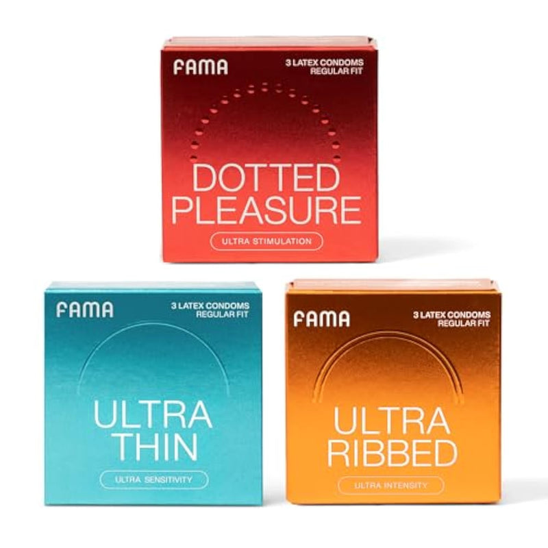 Dotted Pleasure&Ultra Thin&Ribbed Condoms, For Ultra Sensitivity, Natural Latex, Lubricated Condoms - 9 Count