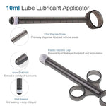 Lube Applicator Injectors with 10ml Precise Scales, 6.5” Long, Anal Shooter with Air-Proof Silicone Cap, Lubricant Applicator for Men, Women & Couples (Black)