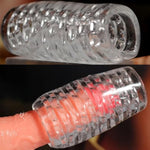 Reusable Male Masturbator Cup Male Masterburbatar Penis Sleeve Sex Toys Transparent Crystal Vagina Textured Tunnel Pocket Pussy Stroker Adult Sex Toys Silicone Artificial Pussy For Men