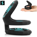 Triple Penis Ring For Men - Black Silicone Cock Ring For Harder Longer Stronger Erections - Erection Enhancing Sex Toy (S: 1.02-1.22 Inch)