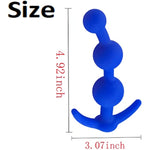 Silicone Anal Beads Butt Plugs,4.9Inch Three Ball Anal Chain Link Anal Beads Silicone Butt Plug With Thin Neck & 3 Gradual Beads & T-Bar Base Anal Adult Sex Toy For Male Female Couple Play(Blue)