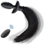 Vibrating Anal Foxtail Plug Remote Control Vibrator Butt Plug Anal Sex Toy For Men Women Couples Black