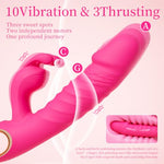 Thrusting Rabbit Vibrator Sex Toy for Women, Adult Toys Dildo G-Spot and Clitoris Stimulation, 10 Vibration and 3 Thrusting Modes, Sub-45dB Quiet, 0.32in Stroke, IPX6 Waterproof, Rechargeable