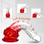 Dragon Dildo,7.8 Inch Realistic G-Spot Dildo Clear-Red Gradient Dildo With Barbs,Fantasy Dildo Adult Sex Toys For Women Men And Couples