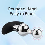 Upgraded Metal Silicone Hybrid Beaded Anal Butt Plug Wearable Anus Vaginal Stick Flexible Anchor Shaped Handle End Odorless Warm Chill Stimulation Men Women Masturbation Outdoor Fetish Sex Toy