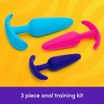 Silicone Butt Plug Kit - 3 Piece Anal Training Kit - Progressive Size Small To Large Flared Base Anal Plugs - 2.9-4.4 Inch Adult Sex Toys For Men, Women & Couples