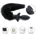 Vibrating Anal Foxtail Plug Remote Control Vibrator Butt Plug Anal Sex Toy For Men Women Couples Black