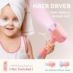 Hair Salon Toys For Girls - Pretend Play Hair Styling Toy Set With Realistic Blow Dryer, Hair Straightener, Kids Beauty Play Set Including Curling Iron, Brushes & Storage Case