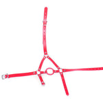 O-Ring Mouth Gag Sm Head Harness Open Mouth Gags Muzzles Soft Leather Harness Adjustable Fetish Bdsm Adult Sex Toys (Red)
