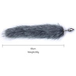 2Pcs Multi-Function Fox Tail Fur Bunny Tail Anal Butt Plug Sex Toys For Couples Adults Cospaly Role Play Stainless Steel Plug (Gray)