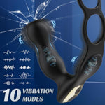 Vibrator For Couple, 3 In 1 Vibrating Cock Ring With 10 Vibrating Modes, Prostate Massager Men'S Penis Vibrators, Perineum, G Spot, Clitorals Stimulator For Women Adult Sex Toys & Games Black
