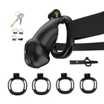 Sissy Chastity Cage With 4 Different Rings Sex Toys Resin Cock Cages With Invisible Lock And Belt For Bondage To Man'S Penis Male Chasity Belts Have 3 Disposable Locks (L,Black)