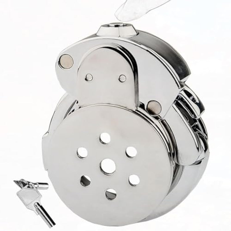 Male Chastity Cage Button Chastity Device Metal Small Penis Cage Adult Sex Toy For Men With Adjustable Ring (1.26" - 1.97") And Invisible Button Lock For Men And Couples Adult Toy