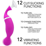 2-In-1 Clit Sucker And G-Spot Vibrator | Sex Toys For Women | Clitoral Suction | G-Spot Vibration | Waterproof Vibe | Hypoallergenic Silicone | Rechargeable | 24 Function | Mimics Oral Sex