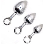 Metal Anchor Anal Plug Set Stainless Steel Bullet Pull Ring Anal Plug Sex Toys For Couple