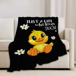 Cute Duck Blanket Just A Girl Who Loves Duck Throw Blankets Funny Gifts For Girls Boys Kids Animal Lover Soft Cozy Fleece Plush For Couch Sofa Bed 50"X40"