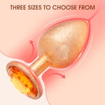 Anal Butt Plug Sex Toys - Jewelry Anal Toy Kit, Metal Plated Adult Anal Trainer For Anal Stimulator Prostate Massage, Anal Beads For Men Women And Beginners Pleasure| 3 Pcs, Gold