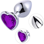 Anal Butt Plug Trainer Kit 3 Pcs Metal Butt Plugs Heart Shaped Jewelry Anal Sex Trainer Sex Toys Unisex Valentine'S/Birthday Gift For Beginners Advanced Users (Deep Purple)