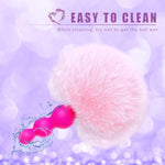 Small Rabbit Tail Anal Plug?Silicone Anal Sex Toys For Beginners?Butt Plug For Cospaly?Small Size For Long Time Comfortable Wear (Pink)