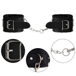 7 PCS Sex Kits Fetish Handcuffs Ankle Cuff Collar Blindfold Whip Rope Ball Gag Adult Games Foreplay Sexy Toys for Couples (Black)