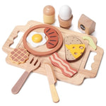 16Pcs Wooden Breakfast Toy Kitchen Sets, Montessori Toy Food Toddler Play Kitchen Accessories With Bread, Cheese, Egg, Pretend Play Food Sets For Kids Kitchen Boys & Girls Birthday Gift