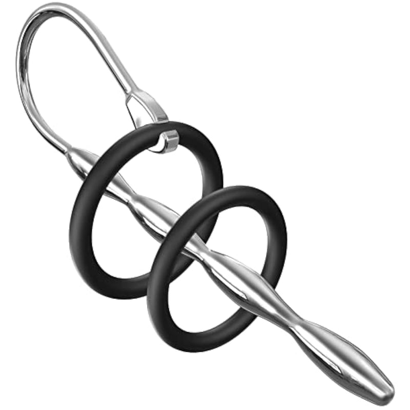Urethral Sounds For Experienced Toy Users Diameter: 0.31 Inch Stainless Steel Wave Shaped Urethral Dilator For Long Term Wear Penis Plug With 2 Rings Sex Toy For Men Masturbation