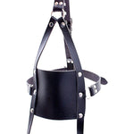 Panel Mouth Gag Harness Gag - Panel Gag With Silicone Solid Ball Gag Lockable Leather Head Harness Bondage Gag Bdsm Kit (Padlock 2 Pieces)