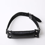 Soft Leather Dog Bone Open Mouth Gag Bdsm Padded Pillow Mouth Gag Restraints Puppy Game Bondage Bite Gag Adult Sex Toys (Black)