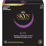 Elite 36 Count Ultra-Thin Lubricated Latex-Free Condoms And 4 Variety Non-Latex Condoms 12 Count Pack