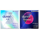Durex Air Condoms Extra Thin, Transparent Natural Rubber Latex Condoms with Condoms, Ultra Fine, Ribbed, Dotted with Delay Lubricant, Durex Performax Intense Natural Rubber Latex Condoms