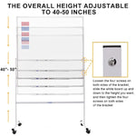 36 x 24 Inch Mobile Magnetic Whiteboard with Adjustable Stand