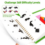 Travel Tangram Puzzle With 2 Set, Magnetic Pattern Blocks Road Trip Travel Games Jigsaw Montessori Brain Blocks Iq Book With 368 Solution Brain Teasers For Kids Adults Challenge