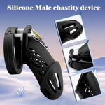 Male Silicone Chastiy Cock Cage, Lightweight Large Chastity Device For Male Penis Exercise With 5 Active Size Rings & 3 Key, Bondage Gear & Accessories Sex Toys For Men Female Adult Toy