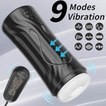 Vibrating Male Masturbator Squeezable Pocket Pussy, Male Sex Toys Penis Pump 9 Vibration Mens Sex Toys With 3D Realistic Textured, Masturbation Cup With 6.3" Depth Blowjob Toy For Men