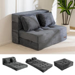Convertible Sofa Bed, Fold Out Loveseat Sleeper Sofa With Pillow, 4 In 1 Tufted Folding Couch Bed Foam Floor Couch, Lazy Chair For Living Room Bedroom Guest Room, Dark Grey