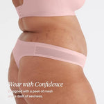 Women Leakproof Period Underwear Mesh Thong – Light Flow Protection, Absorbs 1–3 Regular Tampons, Seamless No-Show