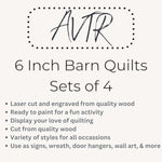 6" Barn Quilt Kit Set of 4 | Starburst, Aesthetic Tri, Cottage Star, Swoon