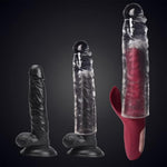 Reusable Clear Penis Sleeve Extender Realistic Textured Cock Extender Body-Safe Stretchy Ultra-Soft Material Cock Enlarger Applicative For Men & Couple-Clear