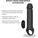 Adams Xl Vibrating Extension, Penis Sleeve Adds 3 Inches With Remote Control Vibration, Stretchy Ball Strap For Secure Fit, 10 Vibration Modes, Rechargeable Silicone, Couples Pleasure Toy