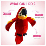 9'' Red Talking Parrot Plush Pal Repeat What You Say Recording Stuffed Animal Macaw Electronic Record Interactive Animated Bird Shake Wings Present Birthday Christmas For Kids Boys Girls