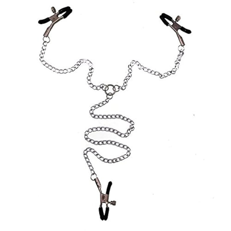 Three Nipple Clamps Clit Clamps Set With Metal Chains Three Nipple Clamps