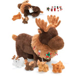 Moose Stuffed Animal Christmas Plush Set – 14.5? Large Mama Moose With 4 Baby Calves – Soft Reindeer, Elk & Deer Toy For Toddlers & Kids