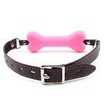 Pink Silicone Dog Bone Gag for BDSM and Kink Play
