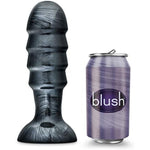Jet Bruiser - 7 1/2 Inch Oversized 2.25" Thick Ridged Probe Tapered Ribbed Suction Cup Anal Butt Plug Sex Toy For Partner Play - Adult Toys For Couples - Carbon Metallic Black