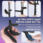 Double Penetration Sex Toys For Couples, 3-In-1 Vibrating Cock Ring With 10 Modes, Anal Toys Anal Dildo Vibrator Butt Plug, Testicles Vaginal Stimulator, Adult Toy, Sex Things For Couples Kinky